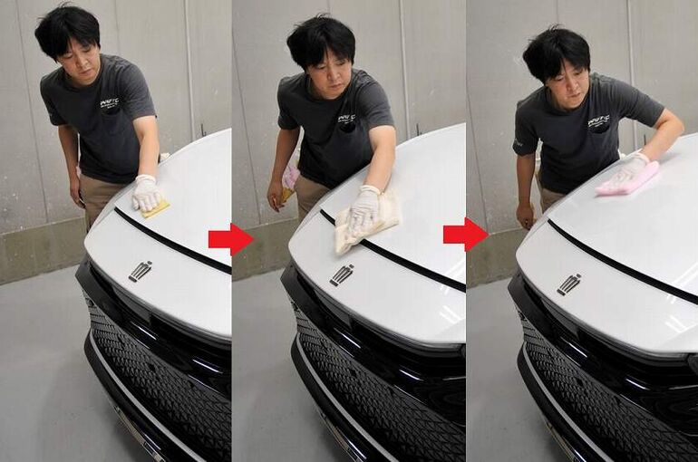 トヨタ　クラウン　クロスオーバー　脱脂工程　ボンネット部