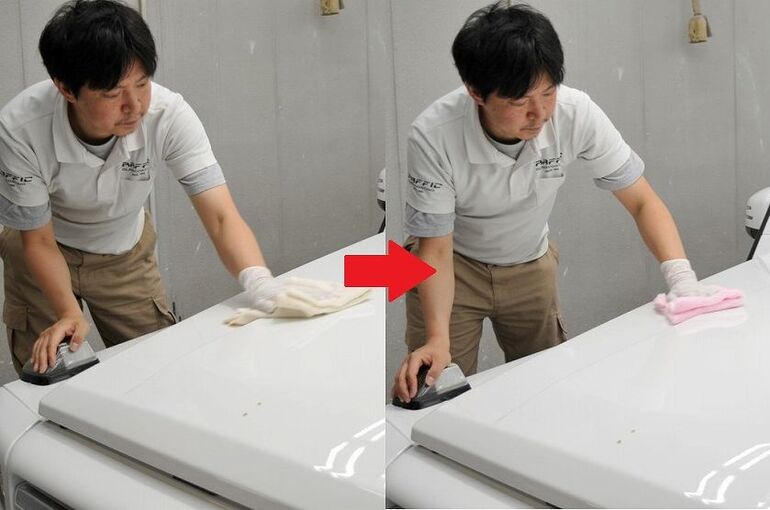 ゲレンデ脱脂剤の拭き取り