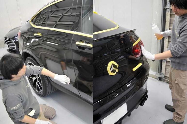 メルセデスAMG  GLC43クーペ　クレンジング剤の塗布